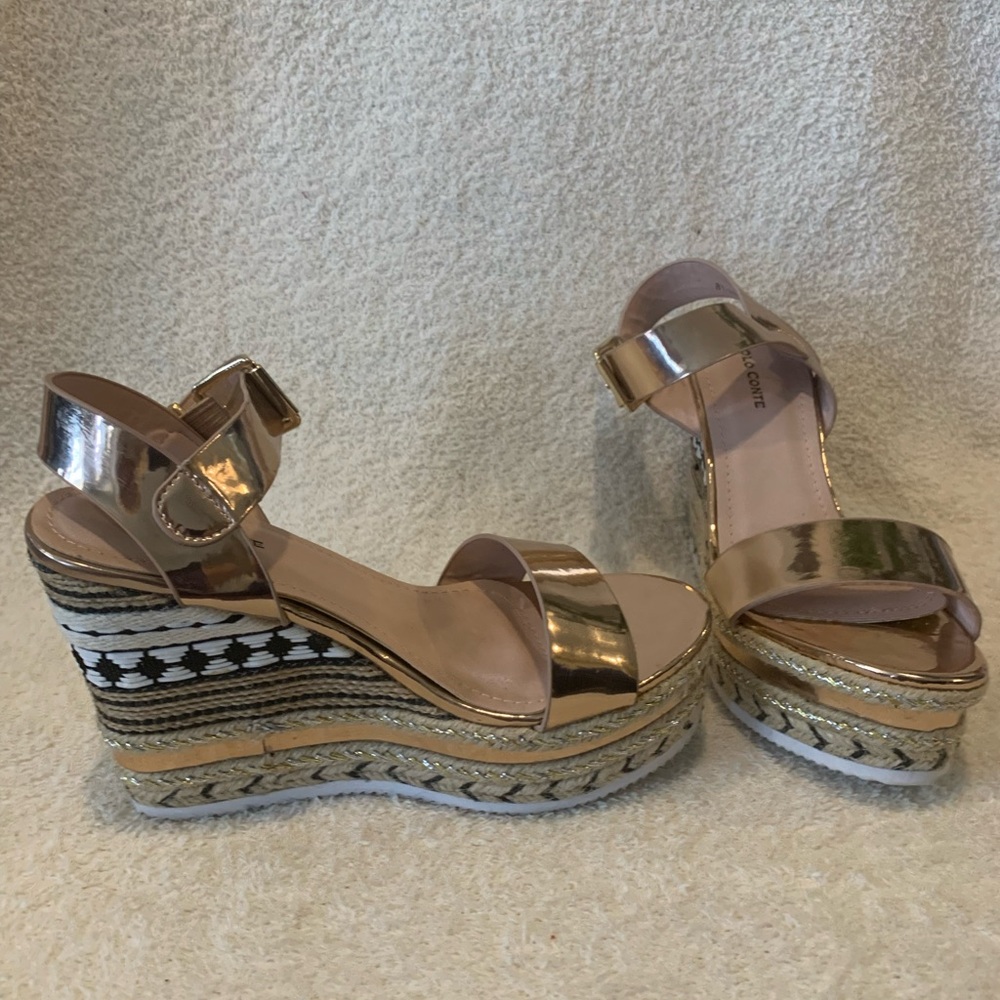 Gold Wedge Sandals
